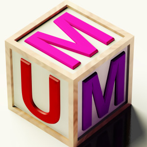 Kids Wooden Block Spelling Mum As Symbol for Motherhood And Parenting