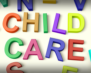 Child Care Written In Multicolored Plastic Kids Letters